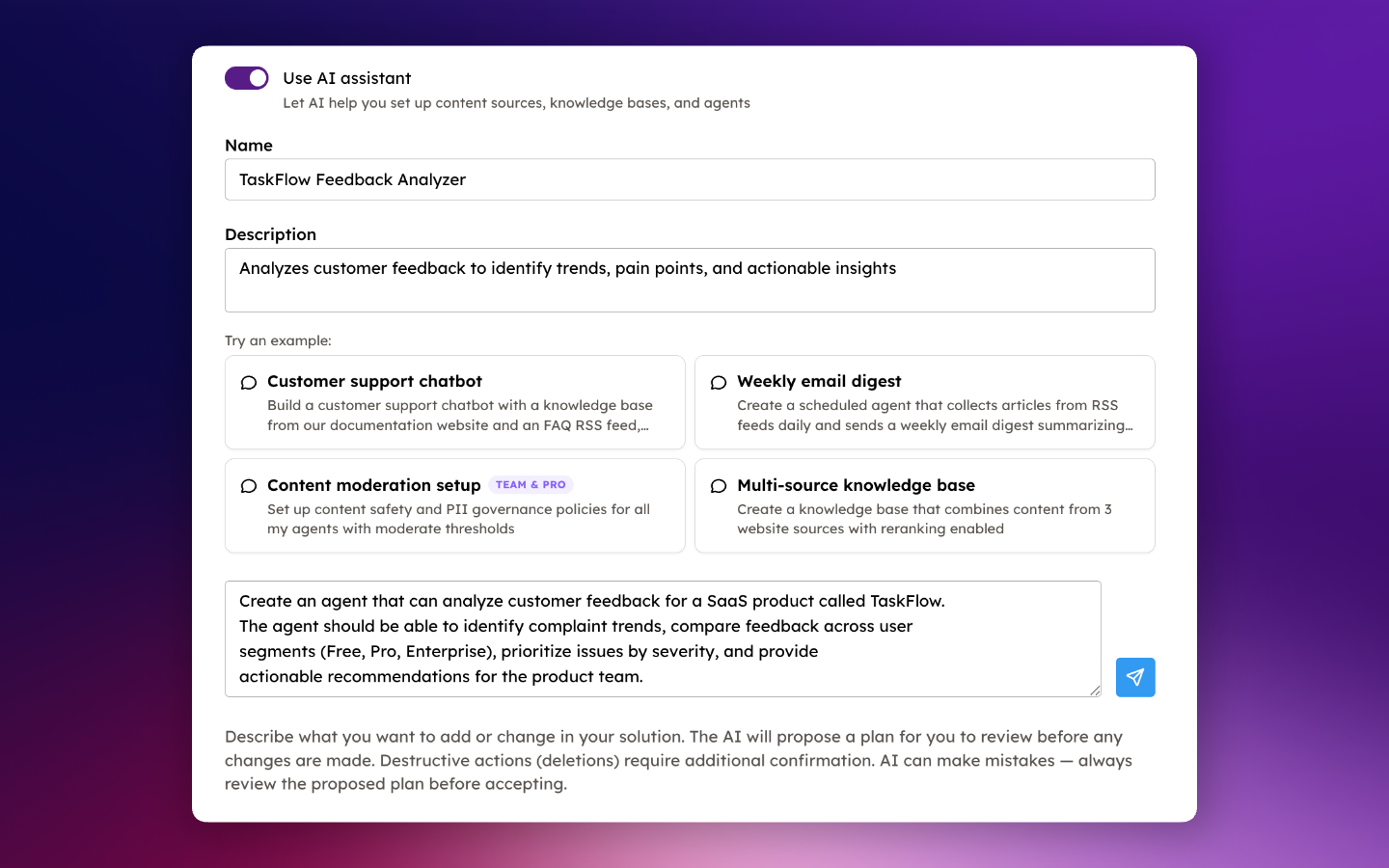 Completed Create Solution form