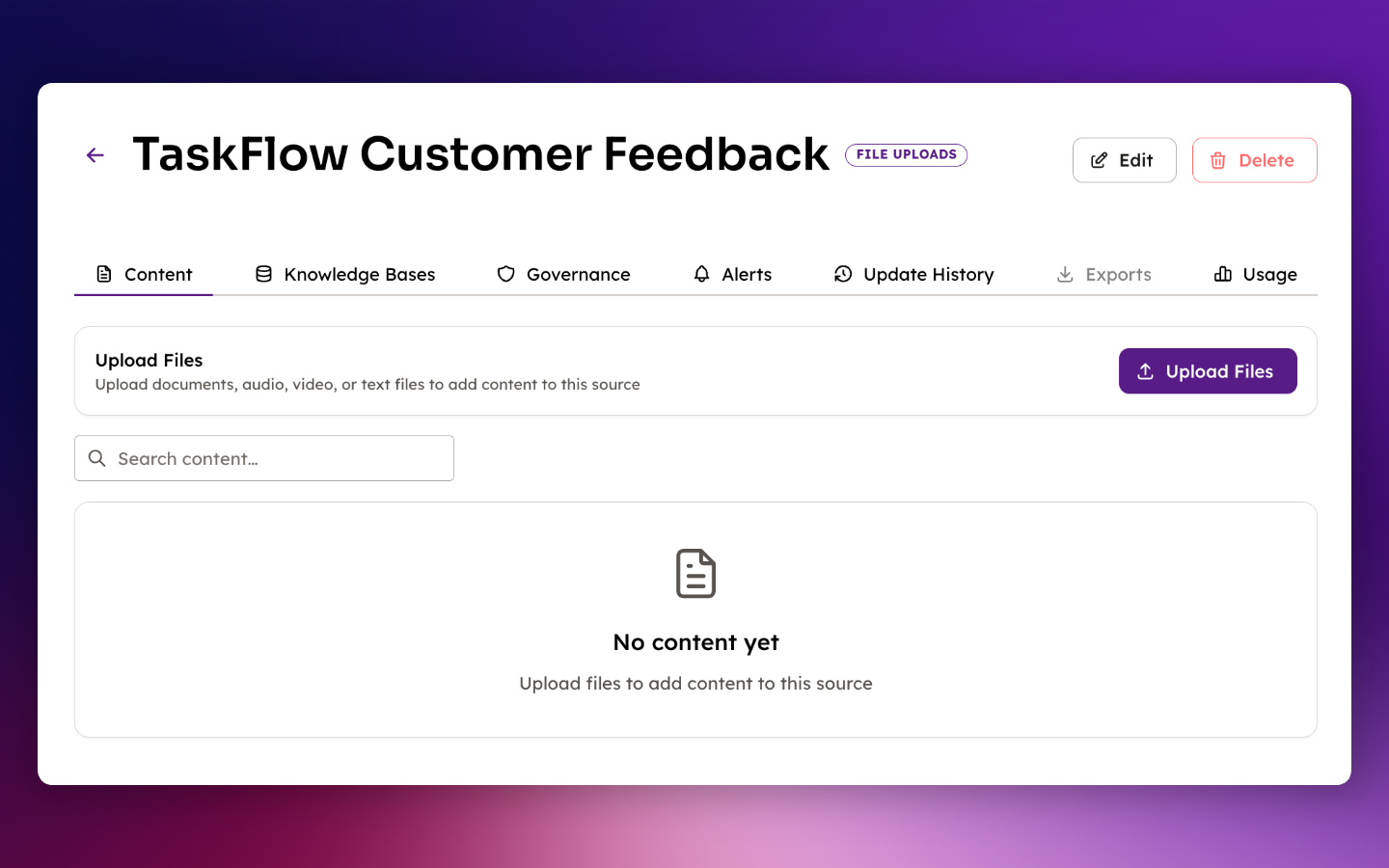 TaskFlow Customer Feedback content source page